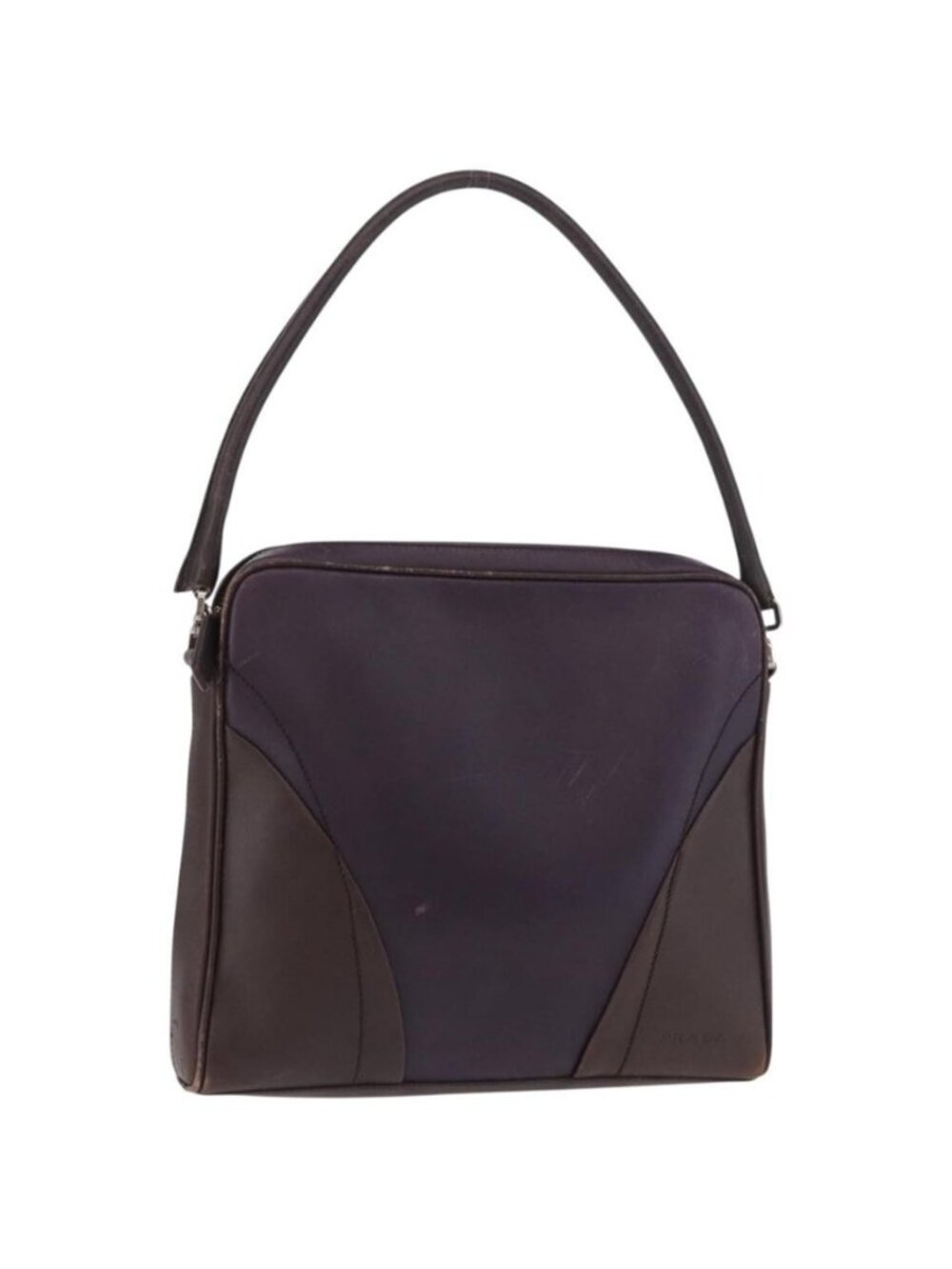 Authentic PRADA Shoulder Bag Leather Navy Silver